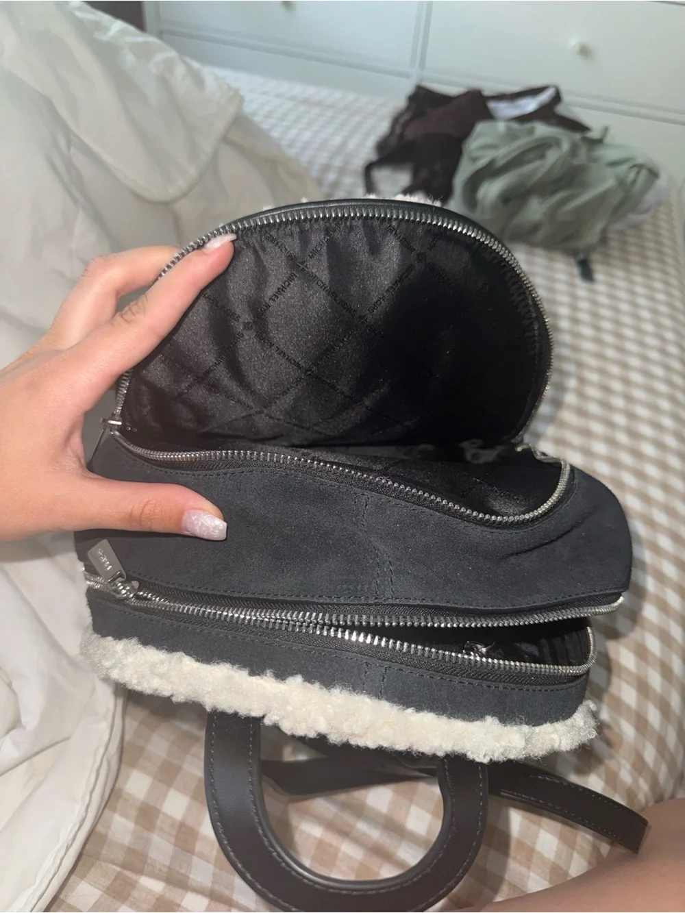 Michael Kors Black sherpa backpack medium size